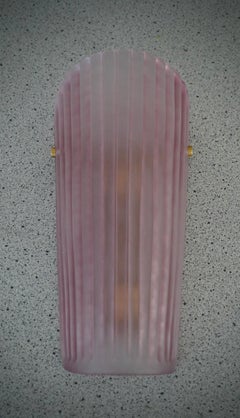 Murano Art Glass Pink Sand Blasted Color and Brass Wall Light and Sconces, 2020