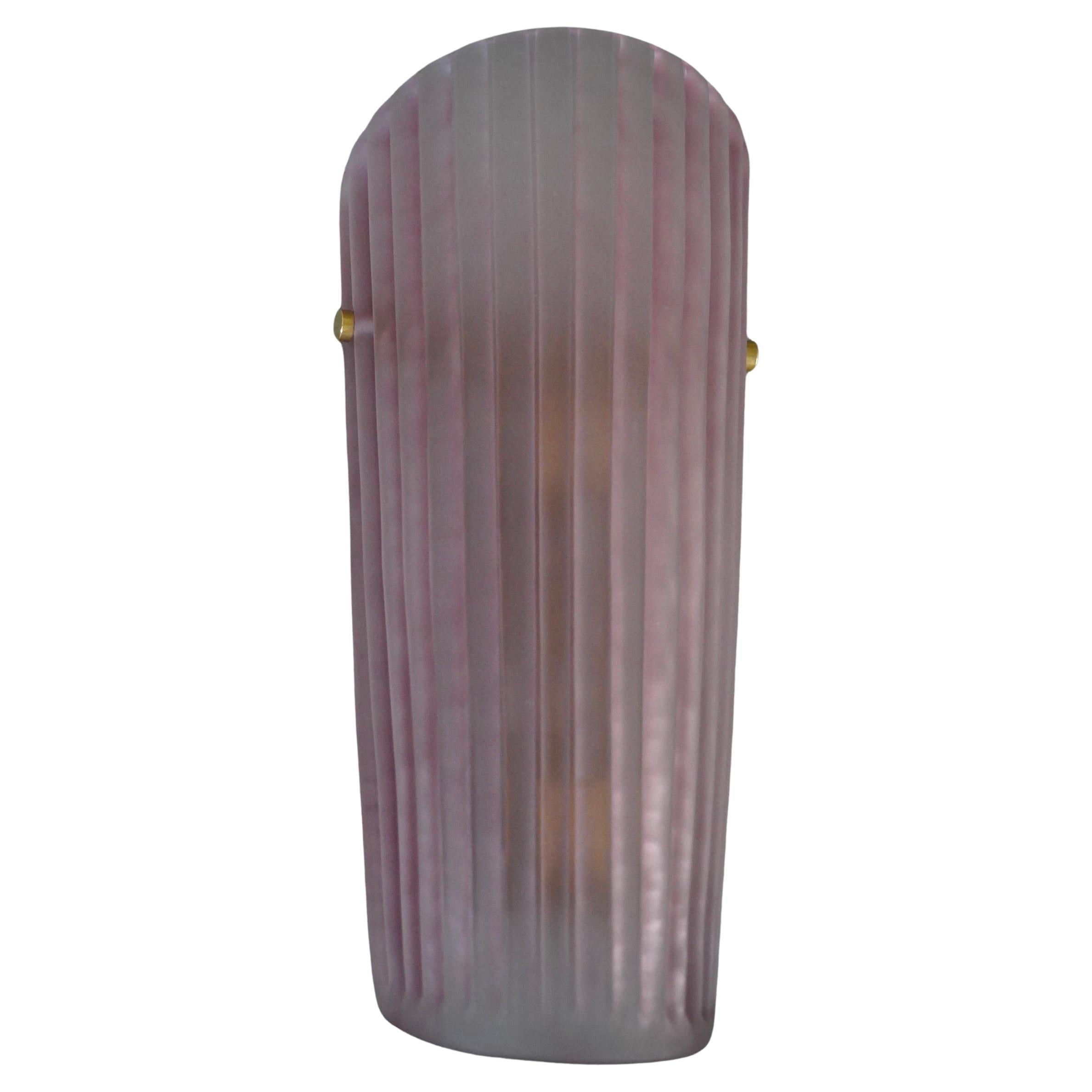 Murano Art Glass Pink Sand Blasted Color and Brass Wall Light and Sconces, 2020