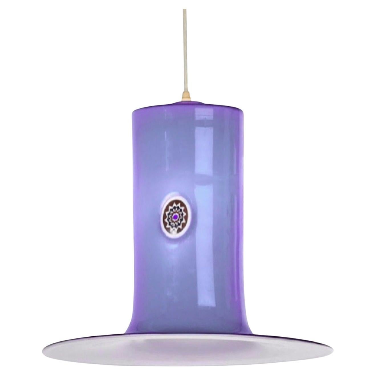 Pendentif en verre d'art de Murano violet d'Alessandro Pianon pour Vistosi, années 1960, Italie