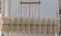 Murano Art Glass Rectangular Champagne Color Mid-Century Chandelier, 2000