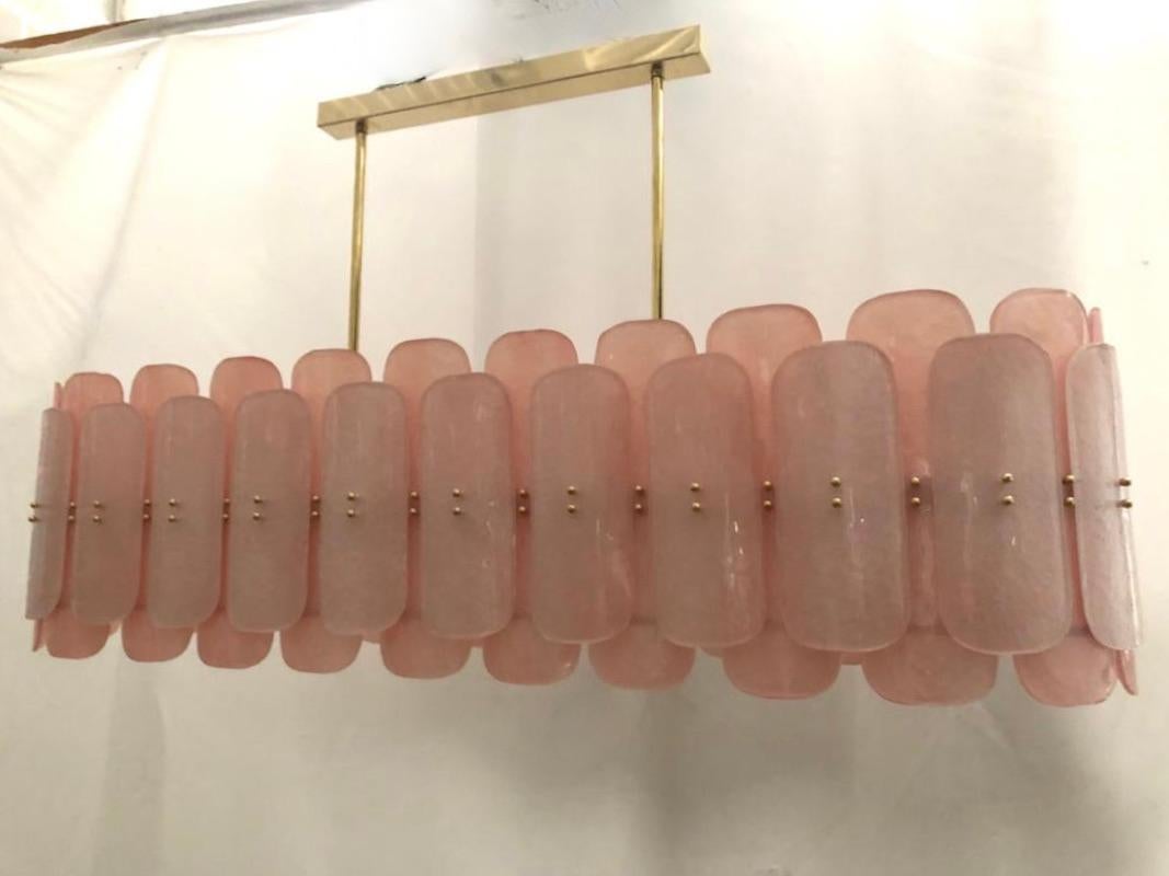 Murano Art Glass Rectangular Pink Mid-Century Chandelier, 1970 For Sale 3