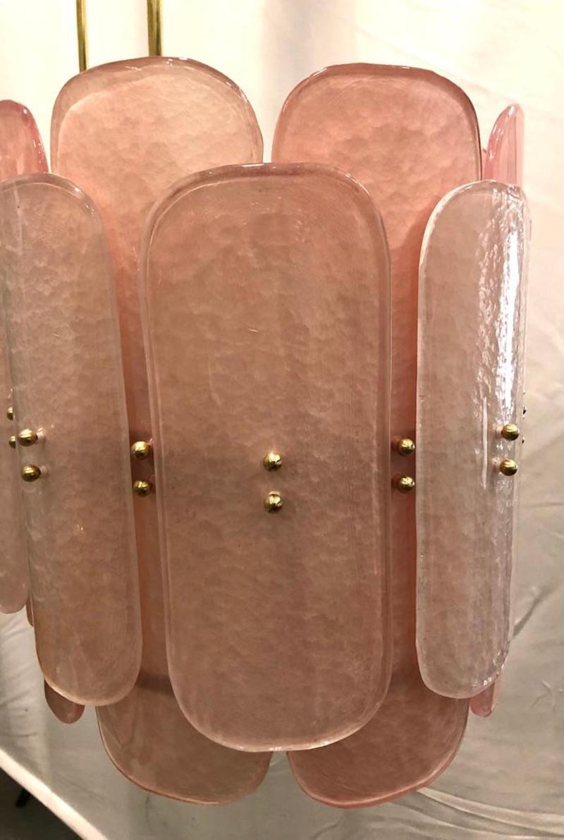 Mid-Century Modern Murano Art Glass Rectangular Pink Mid-Century Chandelier, 1970 For Sale