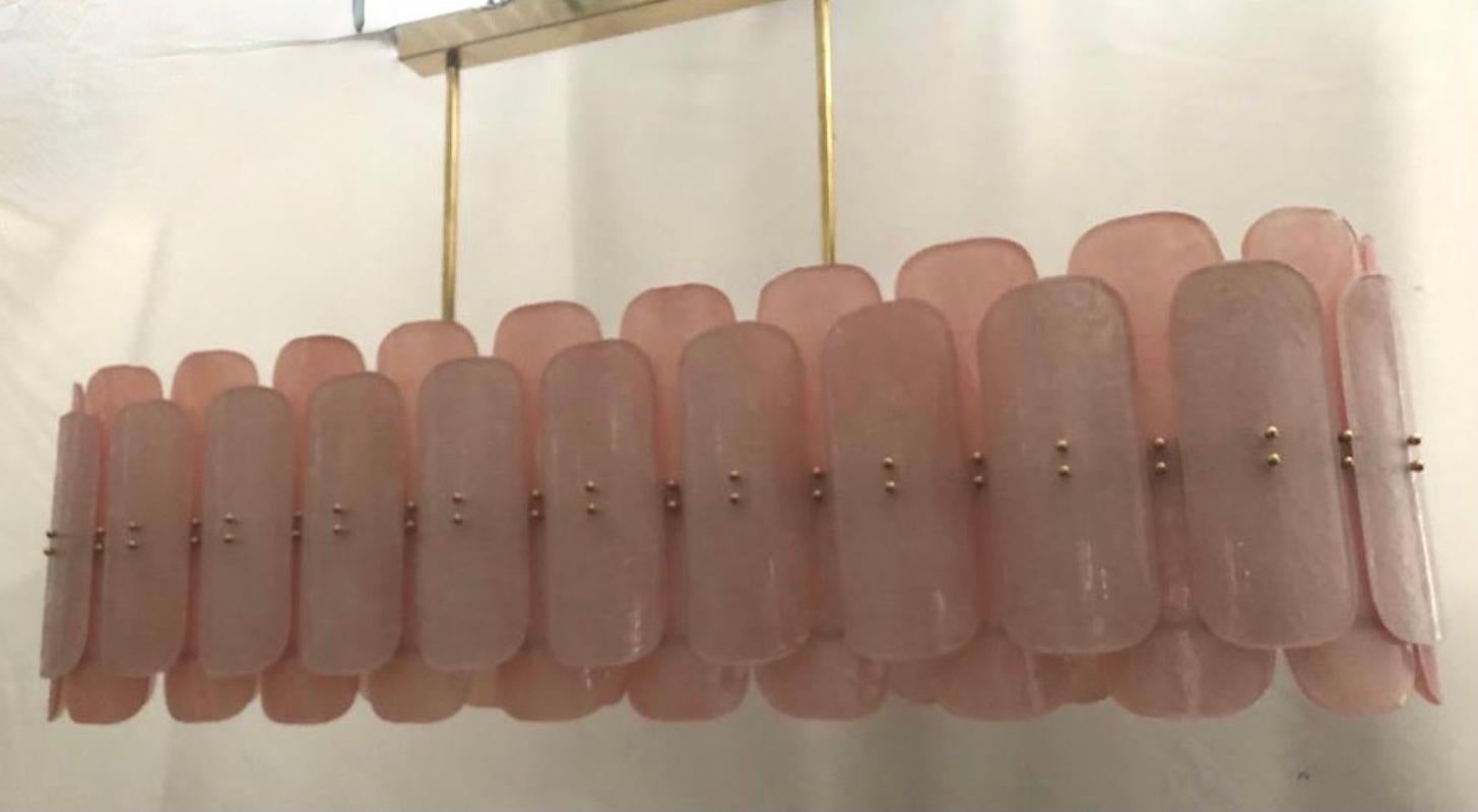 Italian Murano Art Glass Rectangular Pink Mid-Century Chandelier, 1970 For Sale