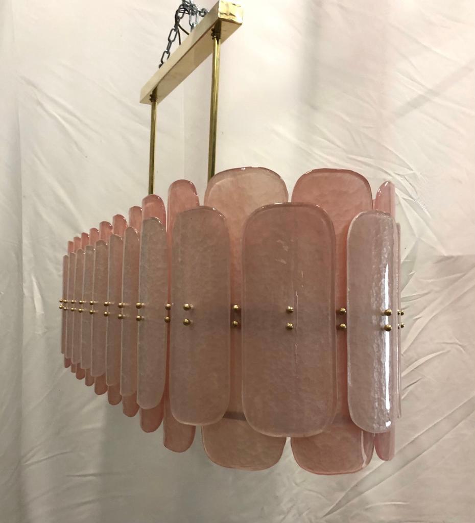 Lampadario e pendente rettangolare rosa di metà secolo in vetro artistico di Murano, 1970 in vendita 1
