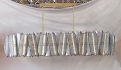 Murano Art Glass Rectangular Silver Color Chandelier and Pendant, 2020