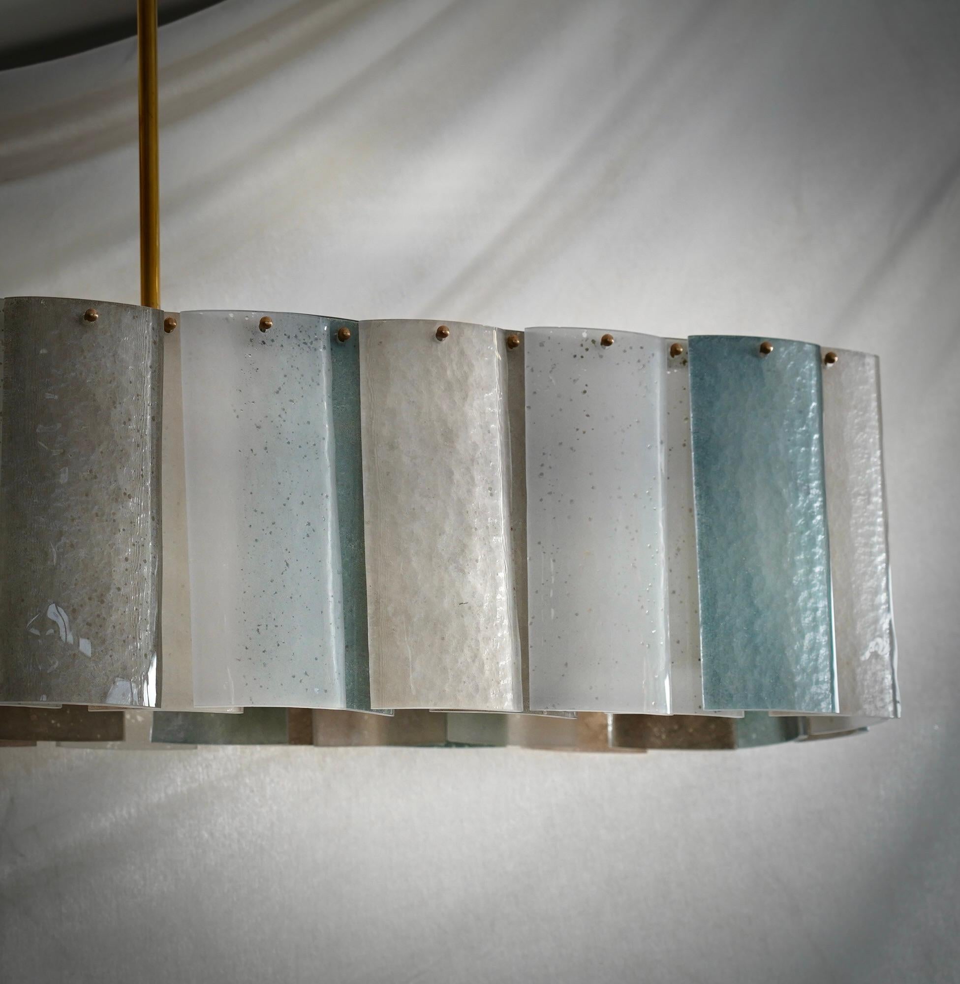 Murano Art Glass Rectangular Sky Blu Color Chandelier and Pendant, 2020 In Good Condition For Sale In Rome, IT