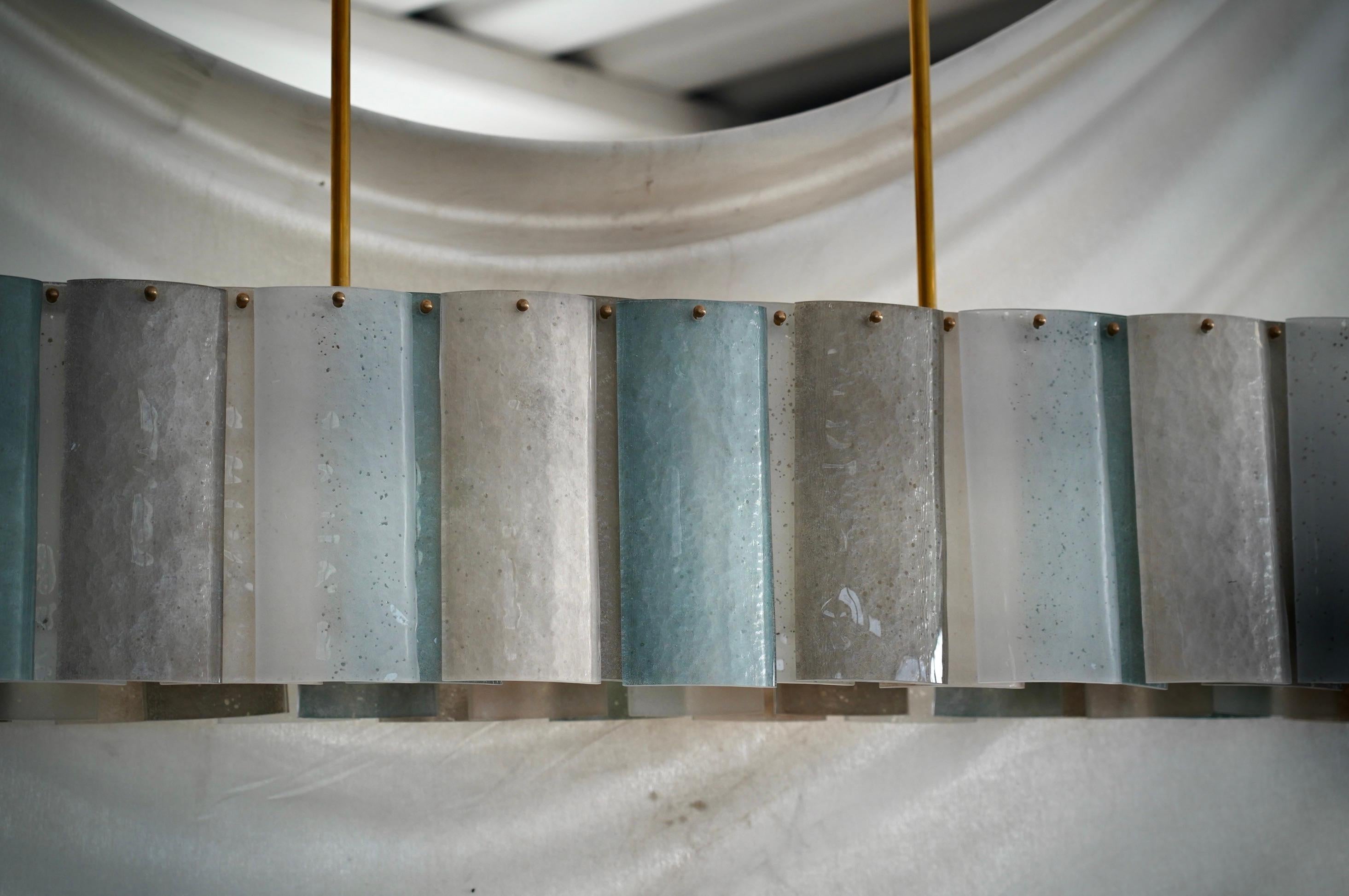 Contemporary Murano Art Glass Rectangular Sky Blu Color Chandelier and Pendant, 2020 For Sale