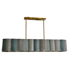 Murano Art Glass Rectangular Sky Blu Color Chandelier and Pendant, 2020