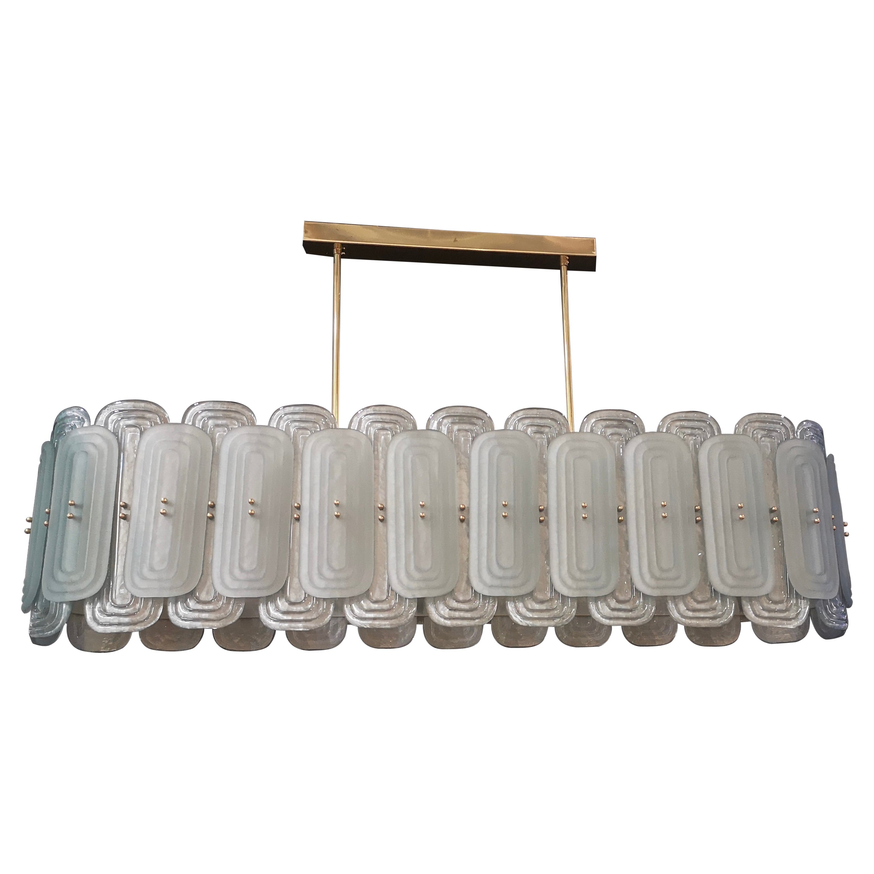 Lampadario rettangolare in vetro artistico di Murano di metà secolo, 2000