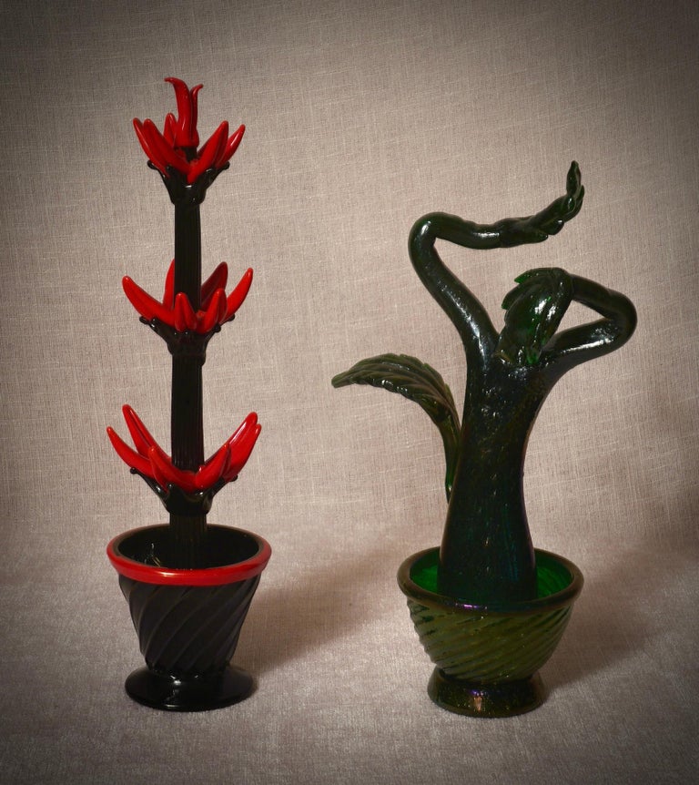 Murano Kunstglas Roter und schwarzer Kaktus, 2000 im Angebot bei 1stDibs  Deutschland