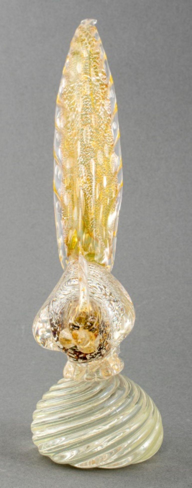 Murano Art Glass Rooster Bird Sculpture w Silver en vente 2
