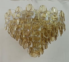 Murano Art Glass Round Amber and White Color Chandeliers and Pendant, 2000