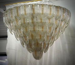 Lustres du milieu du siècle en verre doré et transparent de Murano, 2000