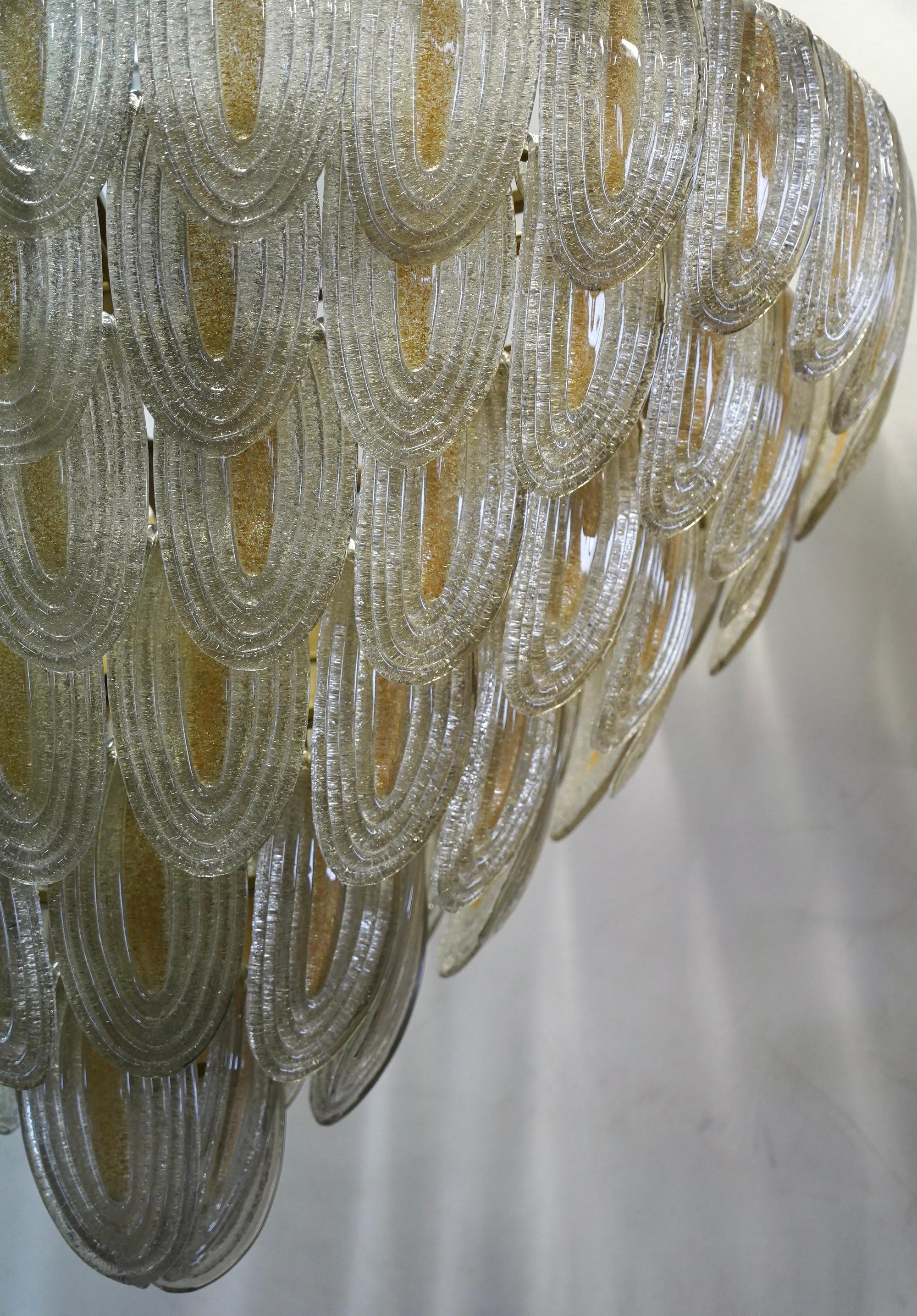 XXIe siècle et contemporain Lustres du milieu du siècle en verre doré et transparent de Murano, 2000 en vente