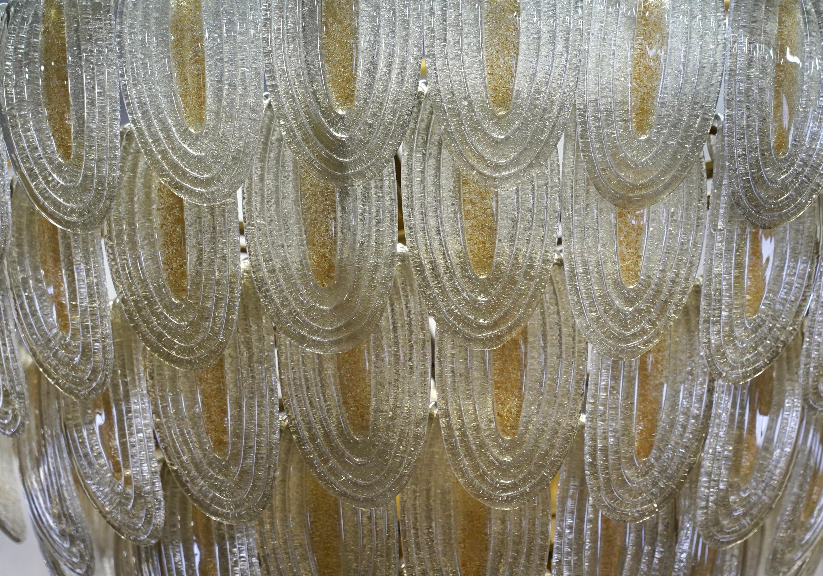 Verre d'art Lustres du milieu du siècle en verre doré et transparent de Murano, 2000 en vente