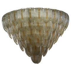 Murano-Kunstglas-Kronleuchter aus der Mitte des Jahrhunderts, rundes, Gold und transparente Farben, 2000