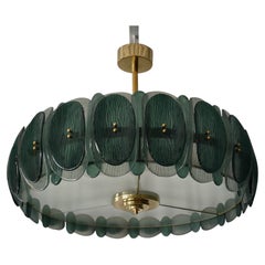 Araña y colgante redondos de cristal de Murano de color verde estilo Art Déco, 2020