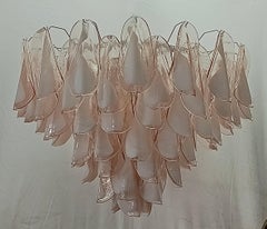 Murano Art Glass Round Light Pink and White Color Chandeliers and Pendant, 2000