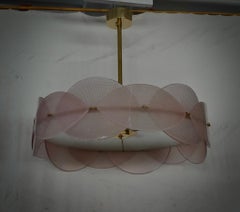 Murano Art Glass Round Pink Art Deco Style Chandelier and Pendant, 2020