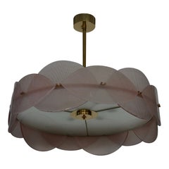 Murano Art Glass Round Pink Art Deco Style Chandelier and Pendant, 2020