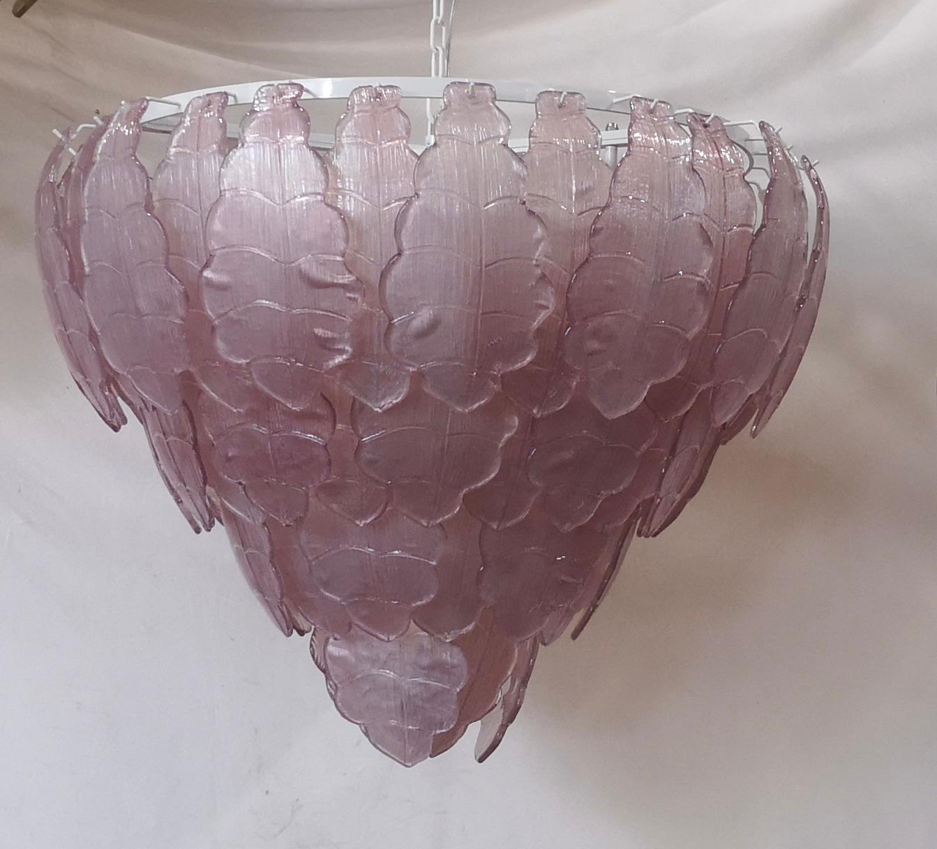 Murano Art Glass Round Pink Color Italian Chandelier and Pendant, 1990 In Good Condition For Sale In Rome, IT