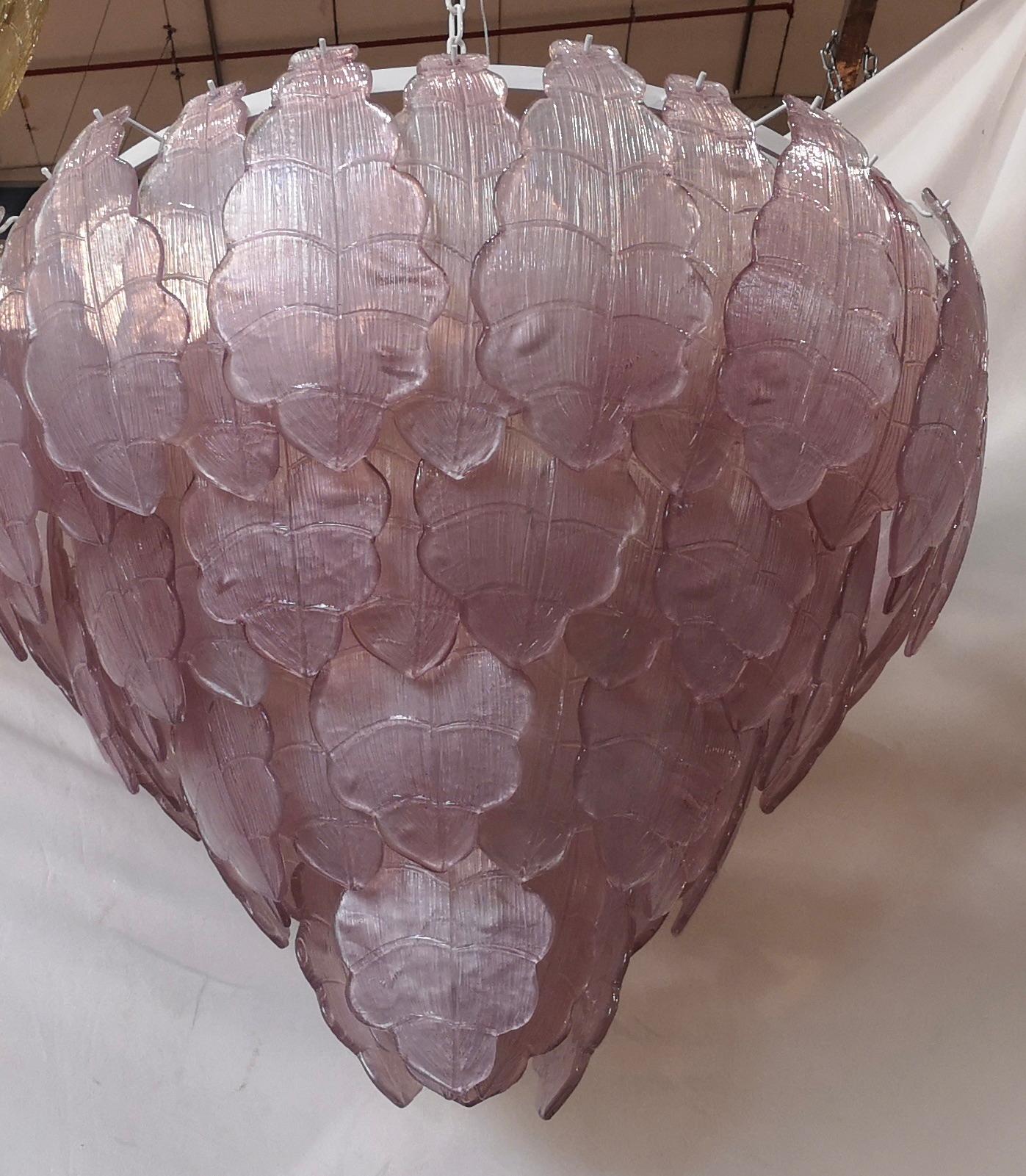 Murano Art Glass Round Pink Color Italian Chandelier and Pendant, 1990 For Sale 1
