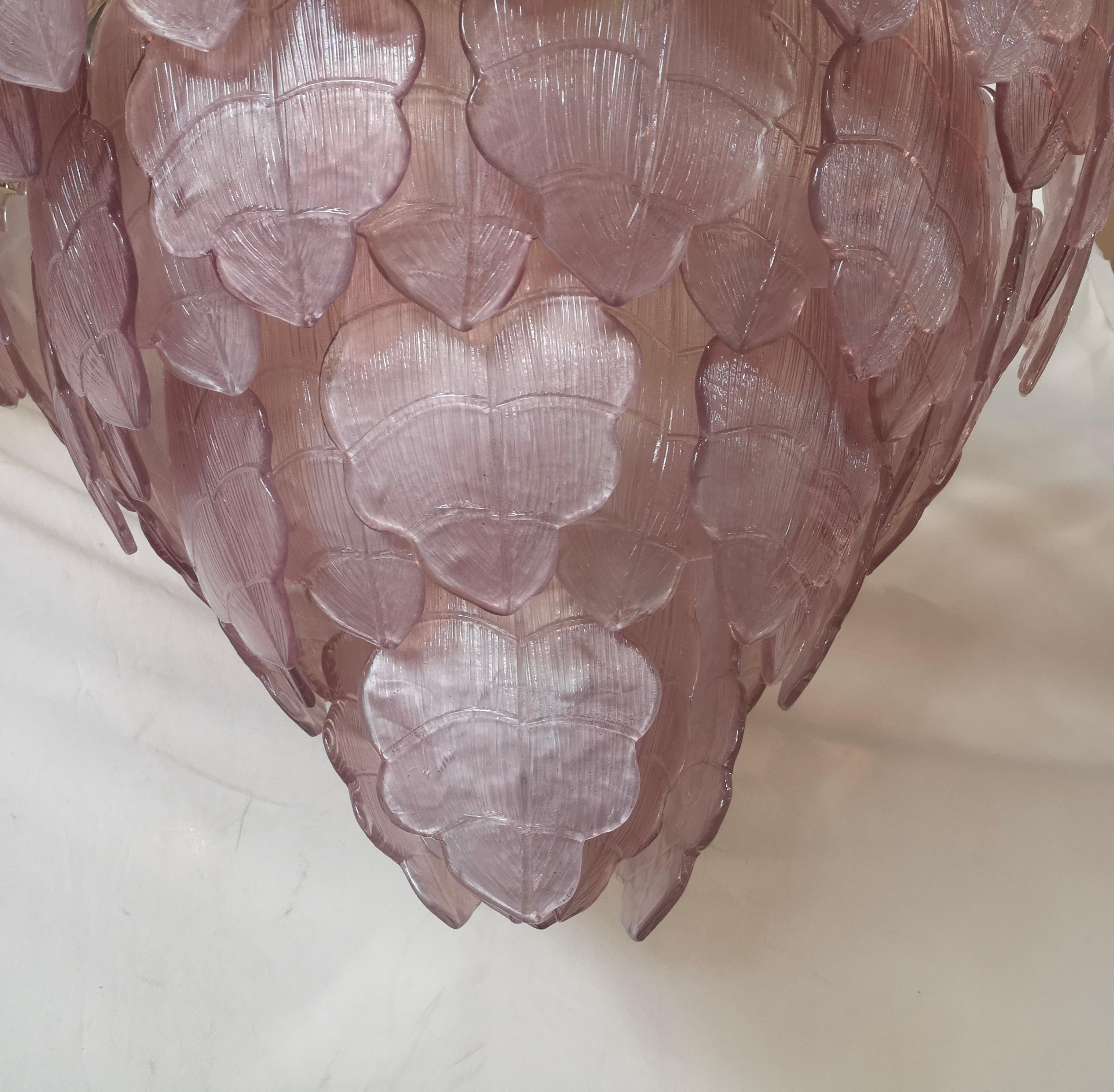 Murano Art Glass Round Pink Color Italian Chandelier and Pendant, 1990 For Sale 2