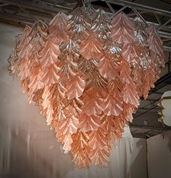 Lustres du milieu du siècle en verre d'art de Murano, couleur rose, 2000
