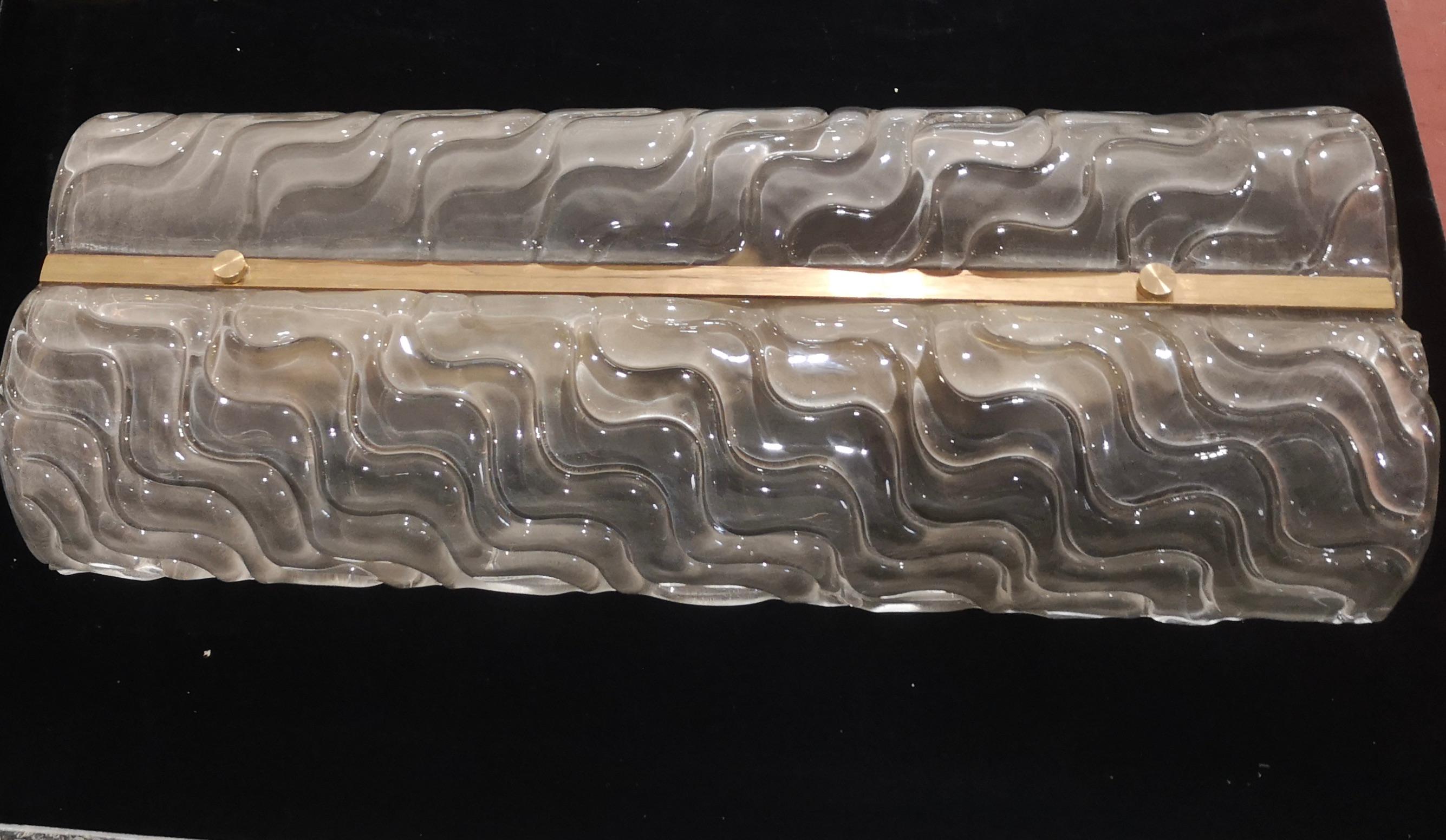 Aplique y Lámpara de Pared de Cristal de Murano de Color Arenado y Latón, 2020 Italiano en venta