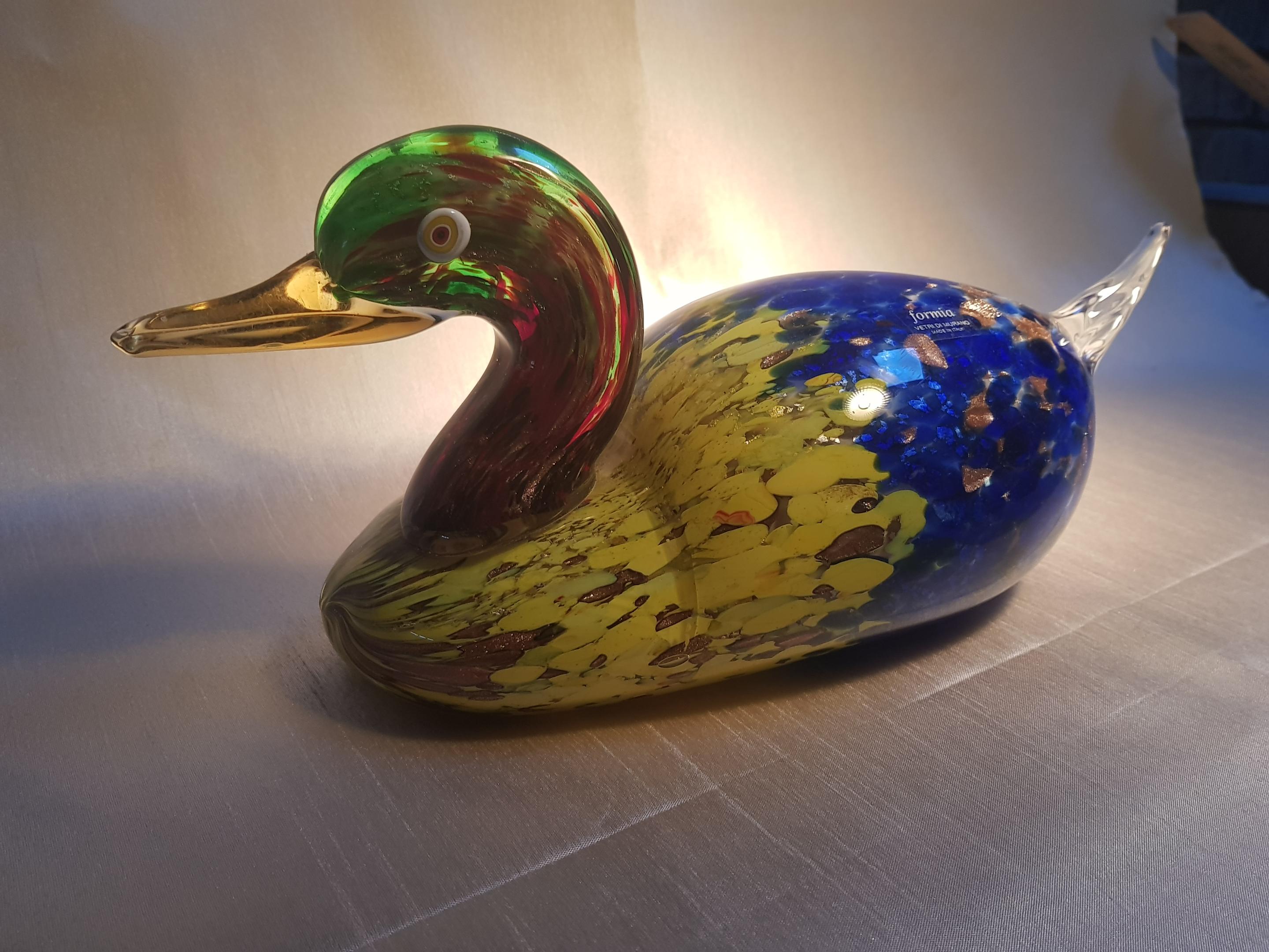 Escultura en cristal de Murano de un señuelo de pato de Formia Vidrio veneciano italiano Moderno de mediados de siglo en venta
