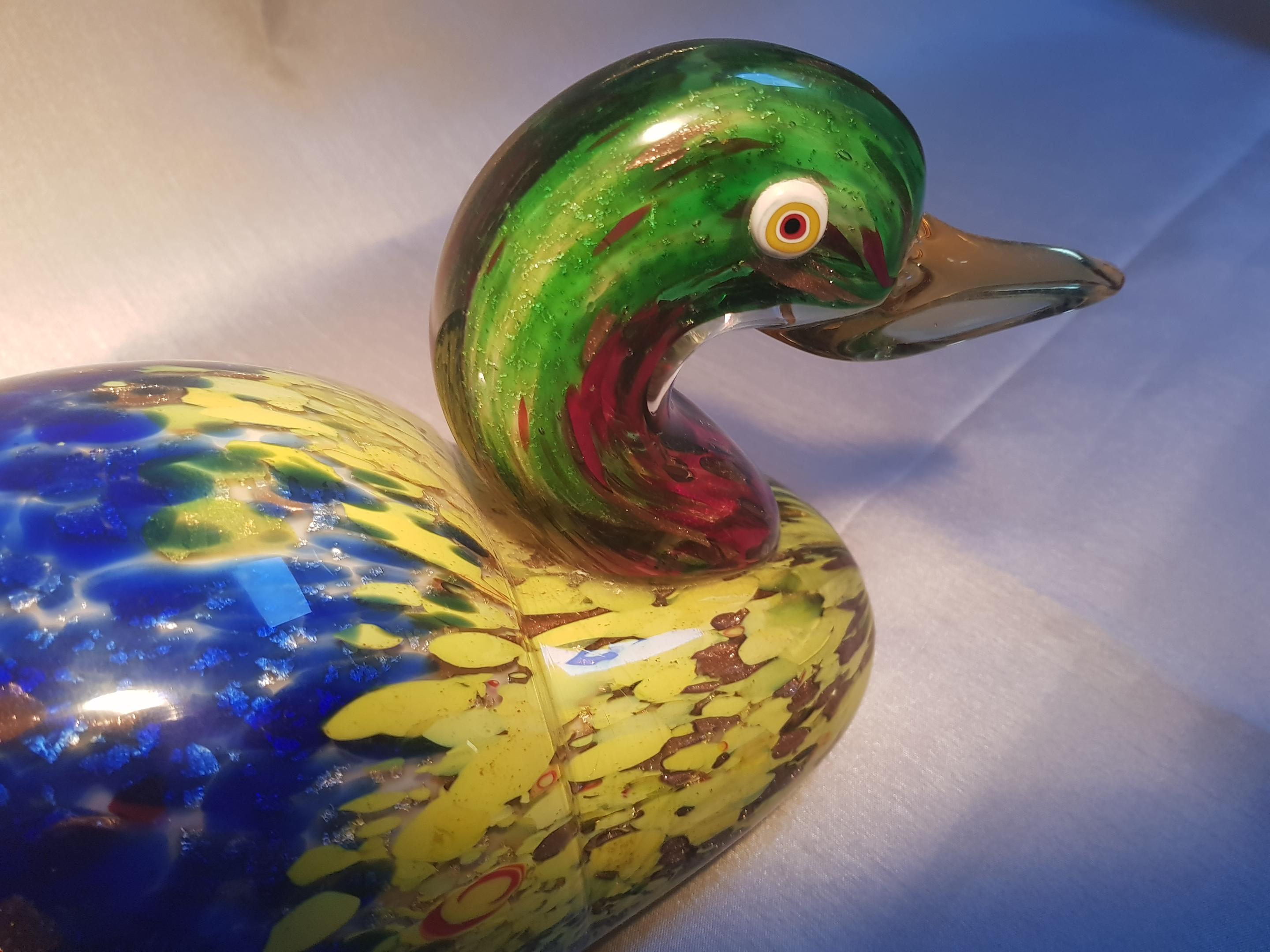 Escultura en cristal de Murano de un señuelo de pato de Formia Vidrio veneciano italiano Italiano en venta