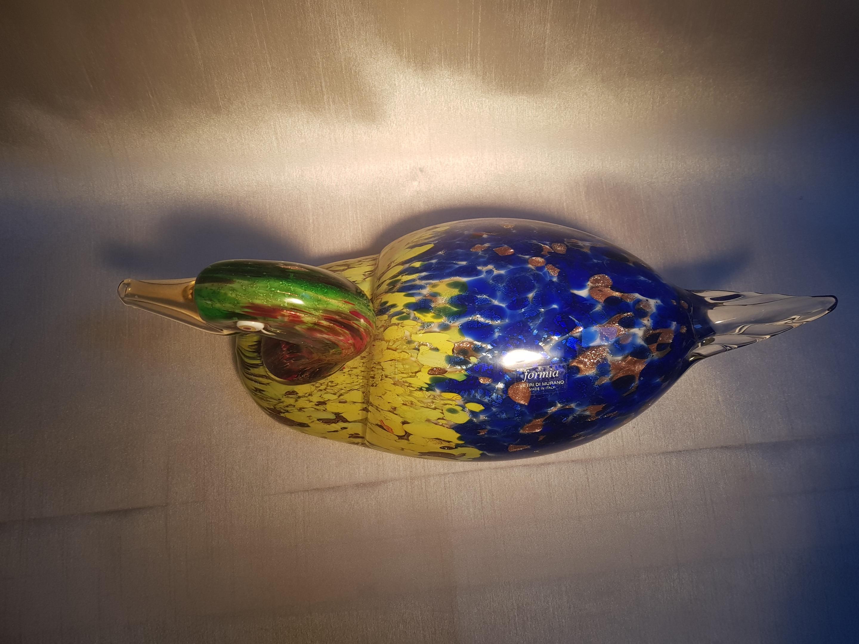 Escultura en cristal de Murano de un señuelo de pato de Formia Vidrio veneciano italiano Hecho a mano en venta