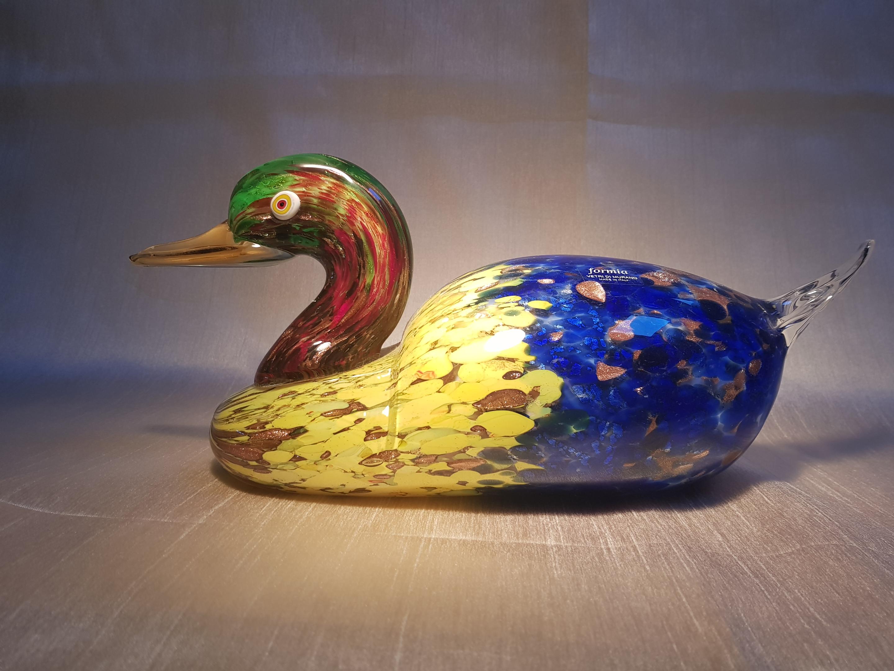 Escultura en cristal de Murano de un señuelo de pato de Formia Vidrio veneciano italiano siglo XX en venta