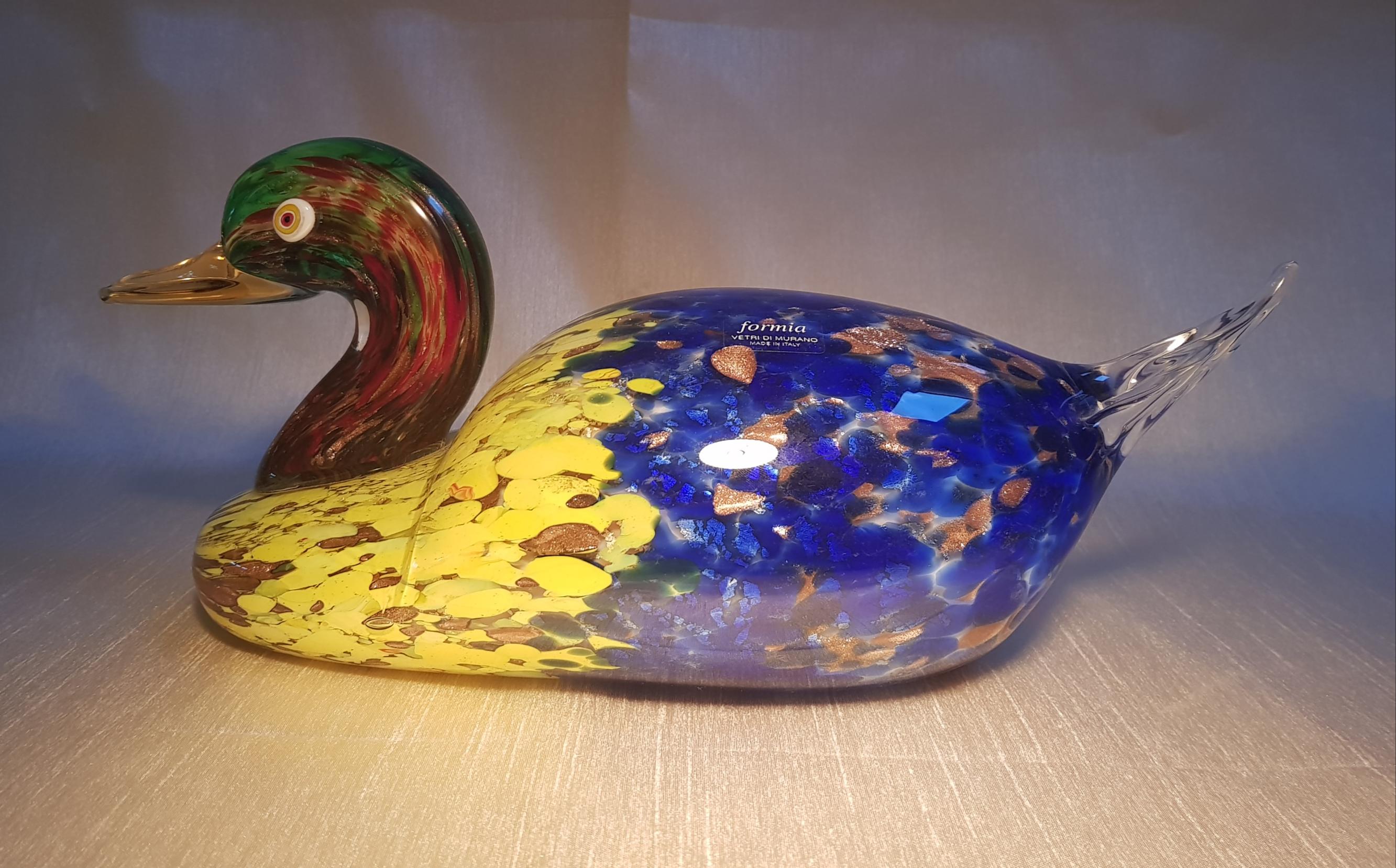 Escultura en cristal de Murano de un señuelo de pato de Formia Vidrio veneciano italiano en venta 1