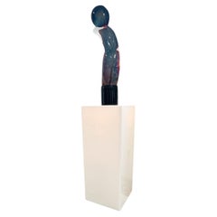 Escultura de cristal de Murano sobre pedestal de Loredano Rosin, firmada