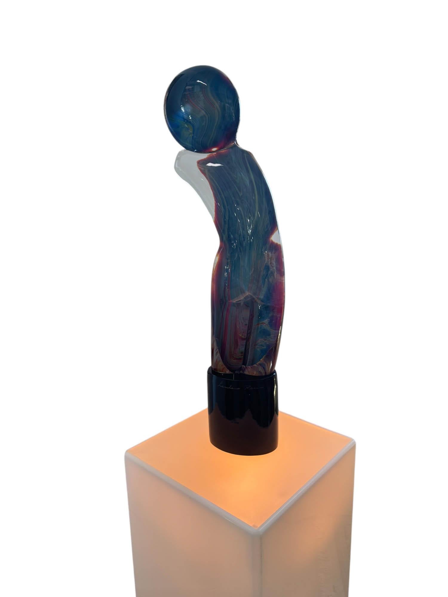 Escultura de cristal de Murano sobre pedestal de Loredano Rosin, firmada en venta 5