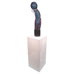 Murano Art Glass Sculpture on Pedestal by Maestro Loredano Rosin, Signed