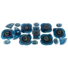 Murano Art Glass Serving Dishes in the Manner of Cenedese Glassworks, Set of 36