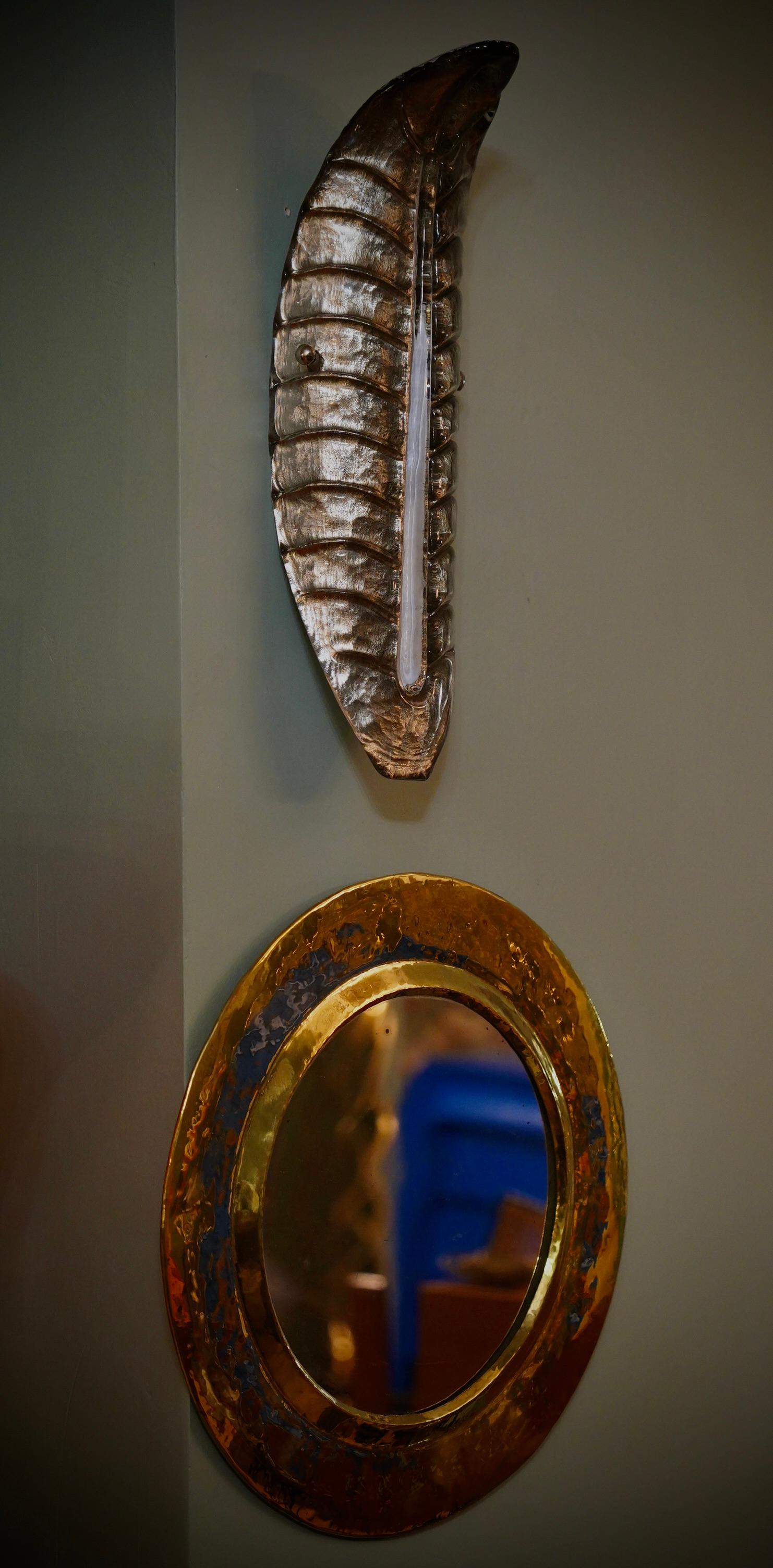 Mid-Century moderno Applique e lampade da parete in vetro artistico di Murano, argento e bianco, 2020 in vendita