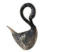 Murano Art Glass Silver Flecked Swan Figurine by Formia, Italy, 1960s
