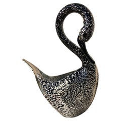 Murano Art Glass Silver Flecked Swan Figurine by Formia, Italy, 1960s