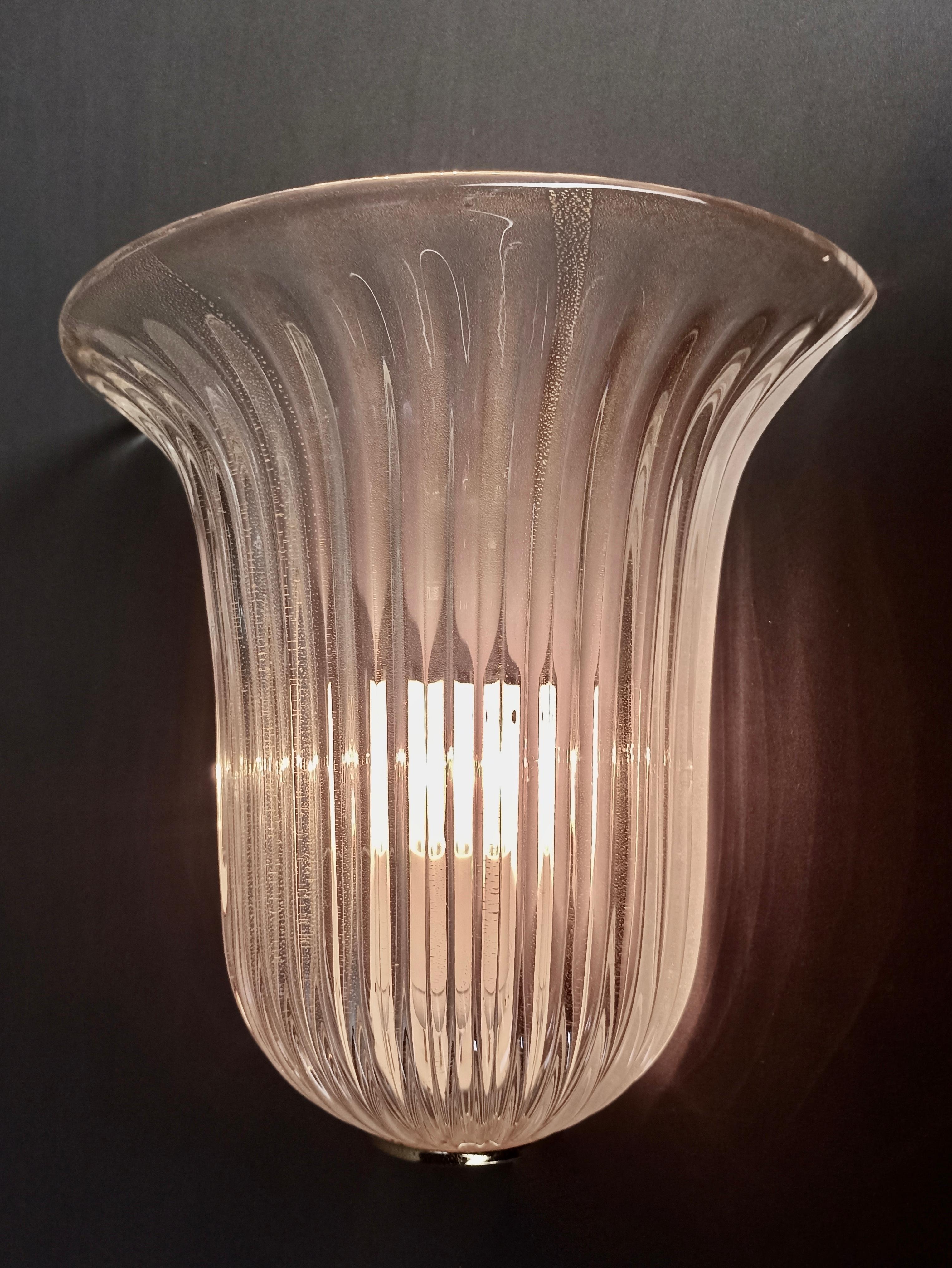 Metal Murano art glass. Single wall lamp. Italy, 1980s. For Sale