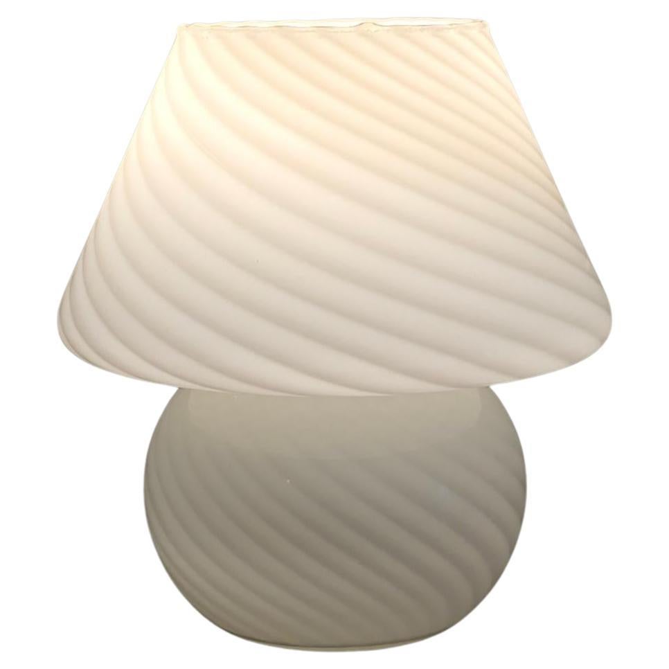 Murano Art Glass Small White Mushroom Lamp