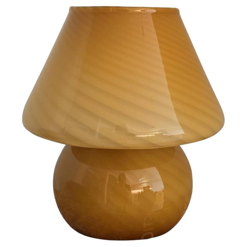 Murano Art Glass Small Brown Caramel Mushroom Lamp