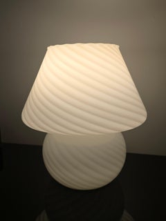 Murano Art Glass Small White Mushroom Lamp