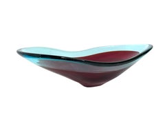 Murano Art Glass Sommerso Bowl Blue and Red Vintage, Italy, 1970s