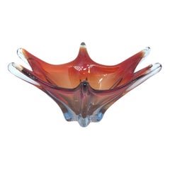Murano Art Glass Sommerso Bowl Catchall Red and Blue Vintage, Italy, 1960s