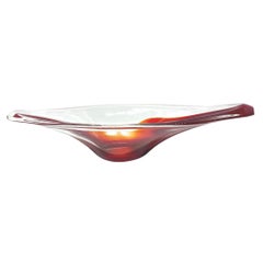 Murano Art Glass Sommerso Bowl Catchall Red and Clear Vintage, Italy