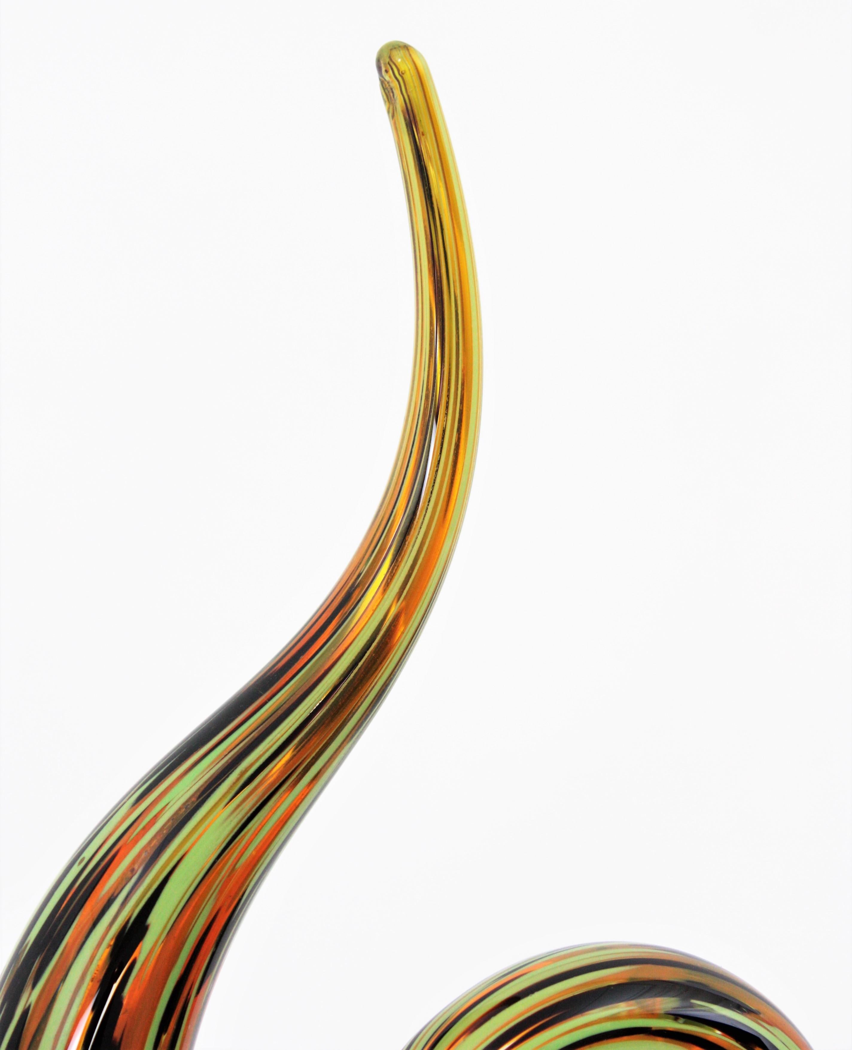 Murano Art Glass Multi Color Spiral Paperweight Sculpture, Italy, 1960s For Sale 1