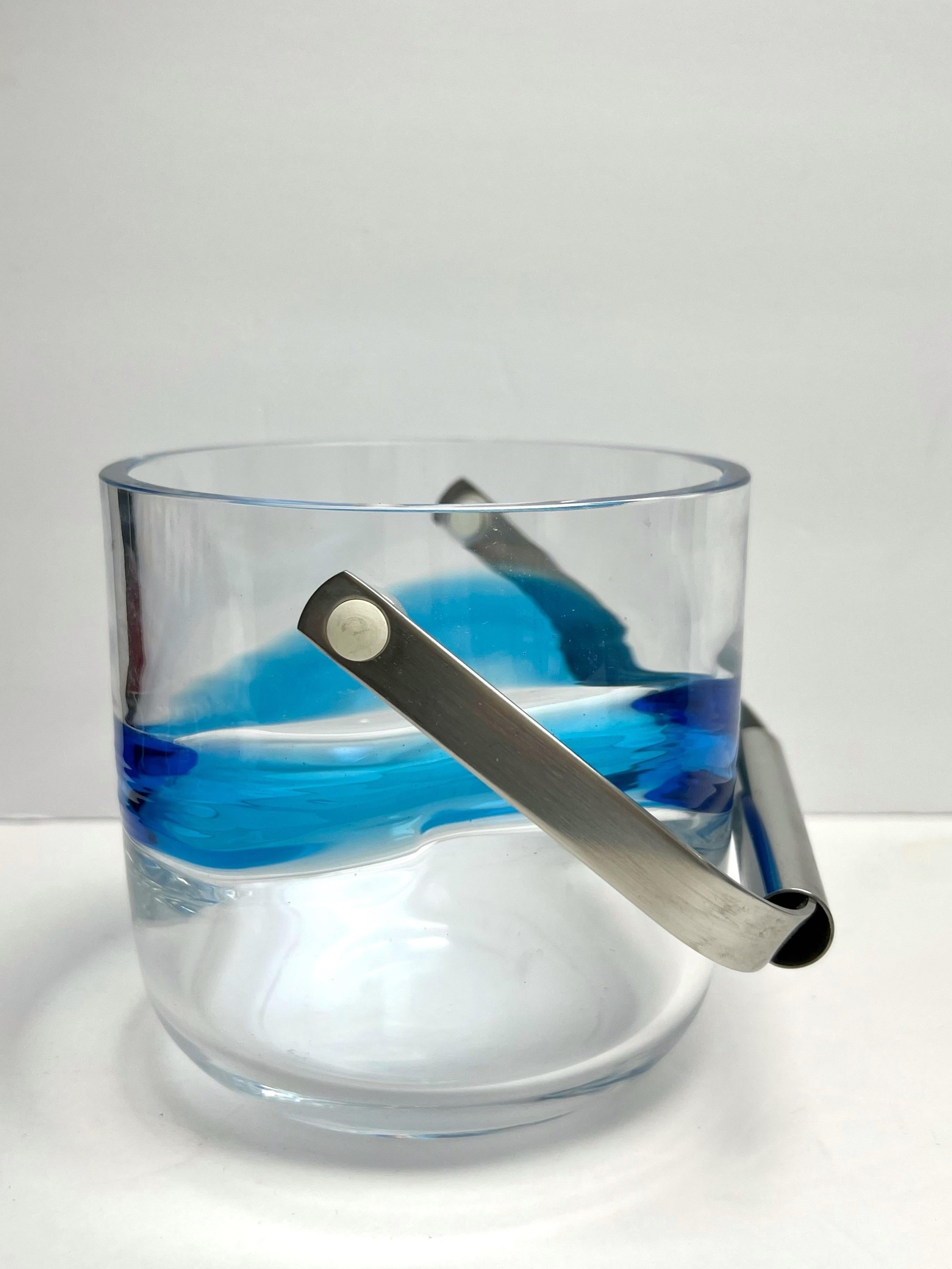 Italian Murano Art Glass Stainless Ice Bucket 